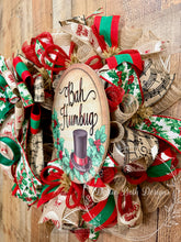 Load image into Gallery viewer, Bah Humbug Christmas Wreath – Traditional Red &amp; Green Holiday Wreath
