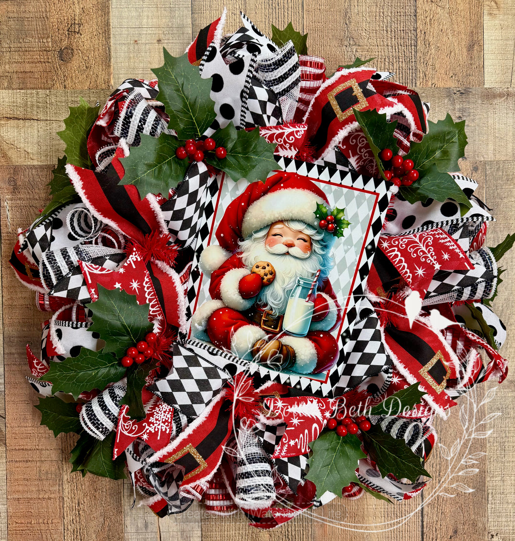 Santa and Milk Christmas Wreath