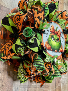Green Monster Halloween Wreath