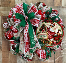 Load image into Gallery viewer, Christmas Goose Wreath | Red Green Gingerbread Candy Cane Christmas Front Door Wreath
