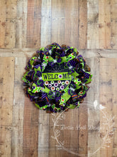 Load image into Gallery viewer, Halloween Eyeball Welcome Wreath – Oversized 30” Front Door Decor

