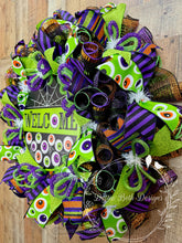 Load image into Gallery viewer, Halloween Eyeball Welcome Wreath – Oversized 30” Front Door Decor

