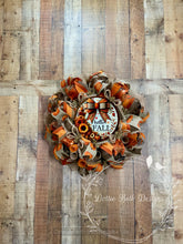 Load image into Gallery viewer, Hello Fall Pumpkin and Sunflower Wreath – Rustic Autumn Door Decor
