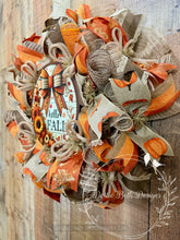Load image into Gallery viewer, Hello Fall Pumpkin and Sunflower Wreath – Rustic Autumn Door Decor
