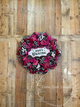 Load image into Gallery viewer, Pink &amp; Black Happy Haunting Halloween Wreath with Creepy Cute Bats
