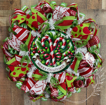 Load image into Gallery viewer, Candy Cane Christmas Wreath
