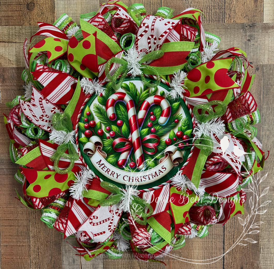 Candy Cane Christmas Wreath