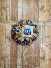 Load image into Gallery viewer, Blue Pumpkin Fall Wreath – 25” Deco Mesh Wreath – Autumn Front Door Decor
