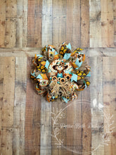 Load image into Gallery viewer, Scarecrow and Sunflower Fall Wreath – Rustic Autumn Deco Mesh Wreath
