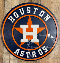 Load image into Gallery viewer, Houston Astros Round Wooden Sign – 16” 3D Layered Sports Door Hanger
