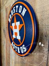 Load image into Gallery viewer, Houston Astros Round Wooden Sign – 16” 3D Layered Sports Door Hanger
