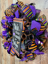 Load image into Gallery viewer, Will Trade Candy for Wine Halloween Wreath
