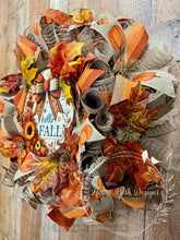 Load image into Gallery viewer, Hello Fall Sunflower &amp; Pumpkin Deco Mesh Wreath
