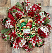 Load image into Gallery viewer, Gingerbread Kisses and Christmas Wishes Wreath – Holiday Front Door Decor
