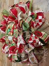 Load image into Gallery viewer, Gingerbread Kisses and Christmas Wishes Wreath – Holiday Front Door Decor
