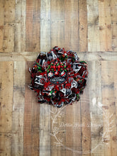 Load image into Gallery viewer, Merry Christmas - Red, Black, and White Christmas Ornament Wreath – Holiday Front Door Decoration
