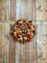 Load image into Gallery viewer, Happy Fall Y’all Turkey Wreath – Football &amp; Pumpkin Deco Mesh Door Décor
