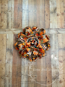 Happy Fall Y’all Turkey Wreath – Football & Pumpkin Deco Mesh Door Décor