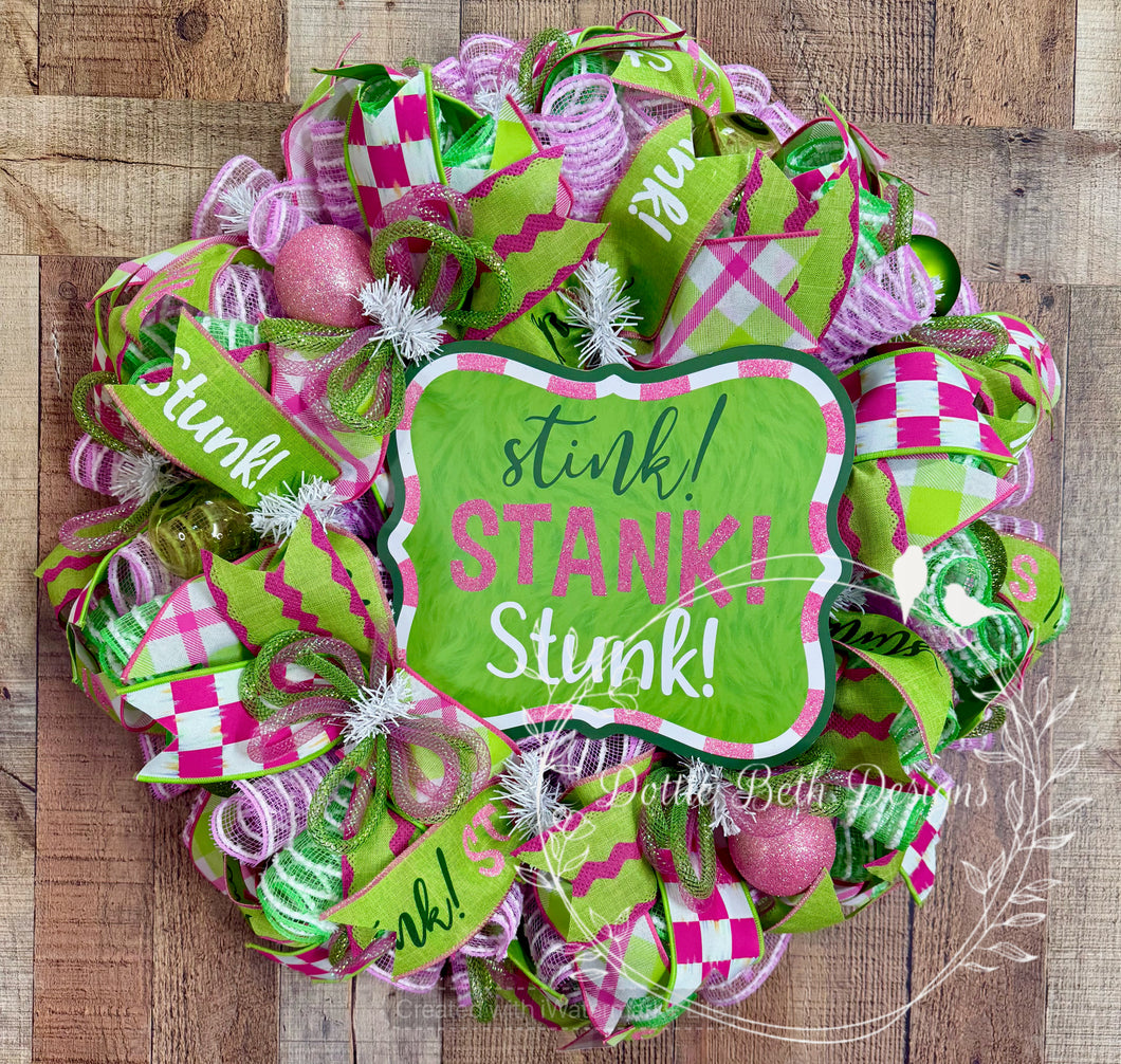Stink! Stank! Stunk! Green Monster Christmas Wreath