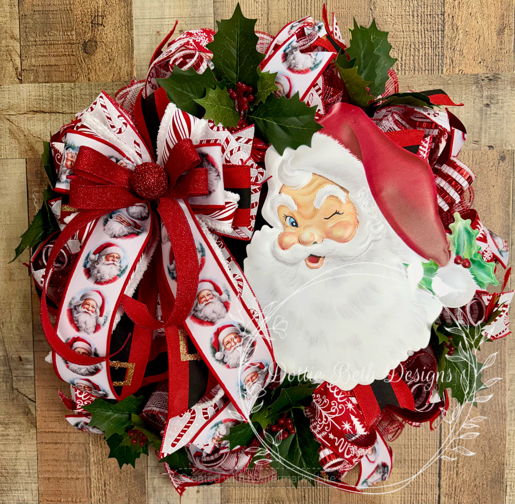 Vintage Santa Christmas Wreath