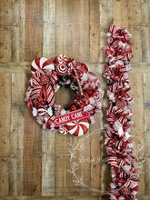 Load image into Gallery viewer, Candy Cane Peppermint Swirl Christmas Wreath – Red and White Holiday Door Decor – 28 Inch

