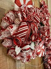 Load image into Gallery viewer, Candy Cane Peppermint Swirl Christmas Wreath – Red and White Holiday Door Decor – 28 Inch
