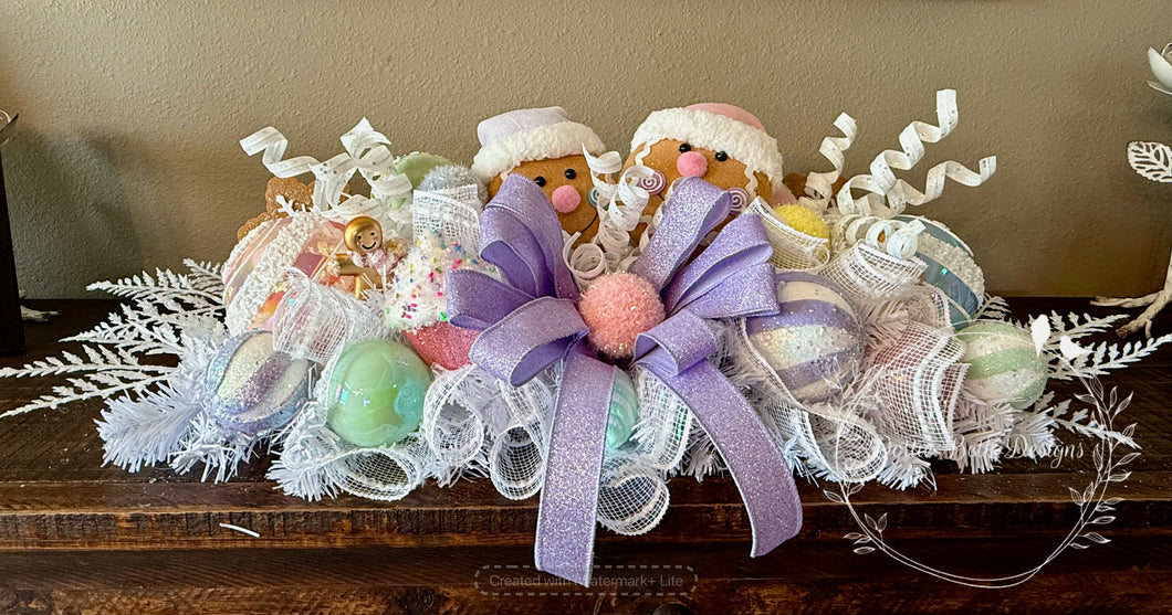 Pastel Gingerbread Christmas Centerpiece