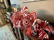 Load image into Gallery viewer, Candy Cane Peppermint Swirl Christmas Centerpiece – Red and White Holiday Table Decor – 30 Inch
