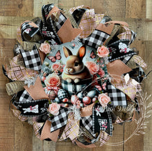 Load image into Gallery viewer, Whimsical Bunny in Teacup Easter Wreath

