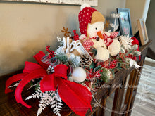 Load image into Gallery viewer, Snowman Christmas Centerpiece in Red, White, and Green
