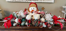 Load image into Gallery viewer, Snowman Christmas Centerpiece in Red, White, and Green
