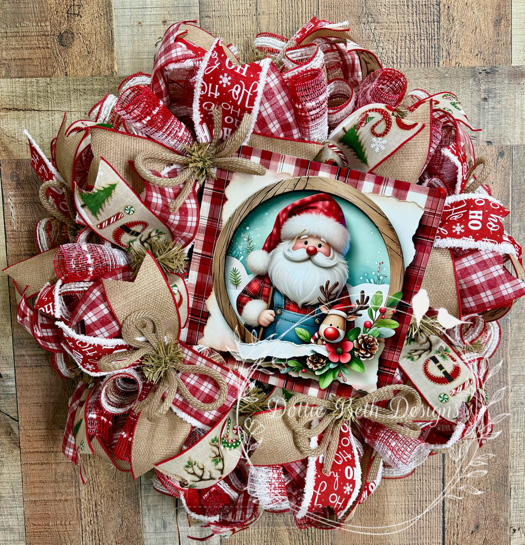 Santa Woodland Christmas Wreath