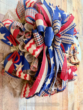 Load image into Gallery viewer, Patriotic Cowboy Boot Wreath – Red White and Blue Western Front Door Decor
