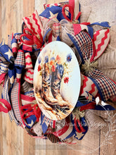Load image into Gallery viewer, Patriotic Cowboy Boot Wreath – Red White and Blue Western Front Door Decor
