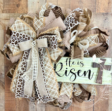 Load image into Gallery viewer, He Is Risen Easter Wreath – Neutral Rustic Cross Door Decor
