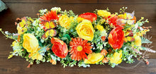 Load image into Gallery viewer, Bright Spring Floral Centerpiece 24” – Yellow and Orange Ranunculus, Gerbera Daisy Table Arrangement
