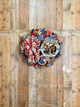 Load image into Gallery viewer, Rodeo Life Western Cowboy Wreath – Patriotic Cow Print &amp; Bandana Mesh Door Decor
