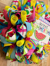 Load image into Gallery viewer, Sweet Summertime Watermelon Wreath – Bright Summer Door Decor in Pink, Blue, Yellow &amp; Lime Green
