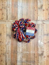 Load image into Gallery viewer, Land That I Love - Patriotic Stars and Stripes Deco Mesh Wreath with Rustic Sign
