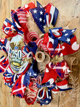 Load image into Gallery viewer, Patriotic 250th Anniversary Wreath – USA 1776–2026 Eagle Deco Mesh Door Wreath
