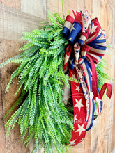 Load image into Gallery viewer, Patriotic Bead Grass Grapevine Wreath – Red White Blue Door Decor – Summer Americana Wreath
