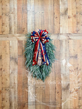 Load image into Gallery viewer, Patriotic Bead Grass Grapevine Wreath – Red White Blue Door Decor – Summer Americana Wreath
