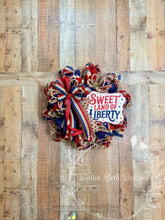 Load image into Gallery viewer, Sweet Land of Liberty Patriotic Wreath, Rustic Red White and Blue Deco Mesh Wreath, Americana Front Door Wreath, 4th of July Door Decor
