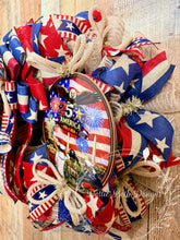 Load image into Gallery viewer, America 250th Anniversary Wreath | Patriotic Mesh Door Wreath | Military Tribute | 4th of July Décor
