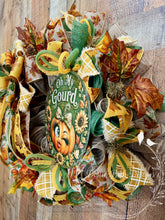 Load image into Gallery viewer, Oh My Gourd Fall Pumpkin Wreath | Green, Mustard Yellow and Orange Autumn Front Door Décor
