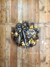 Load image into Gallery viewer, Black and White Pumpkin Patch Fall Wreath
