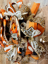Load image into Gallery viewer, Sassy Pumpkin Fall Wreath | Leopard Print Autumn Front Door Décor
