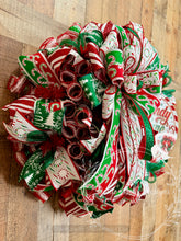 Load image into Gallery viewer, Candy Cane Lane Christmas Wreath – Red, Green and White Peppermint Door Décor
