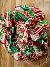 Load image into Gallery viewer, Candy Cane Lane Christmas Wreath – Red, Green and White Peppermint Door Décor
