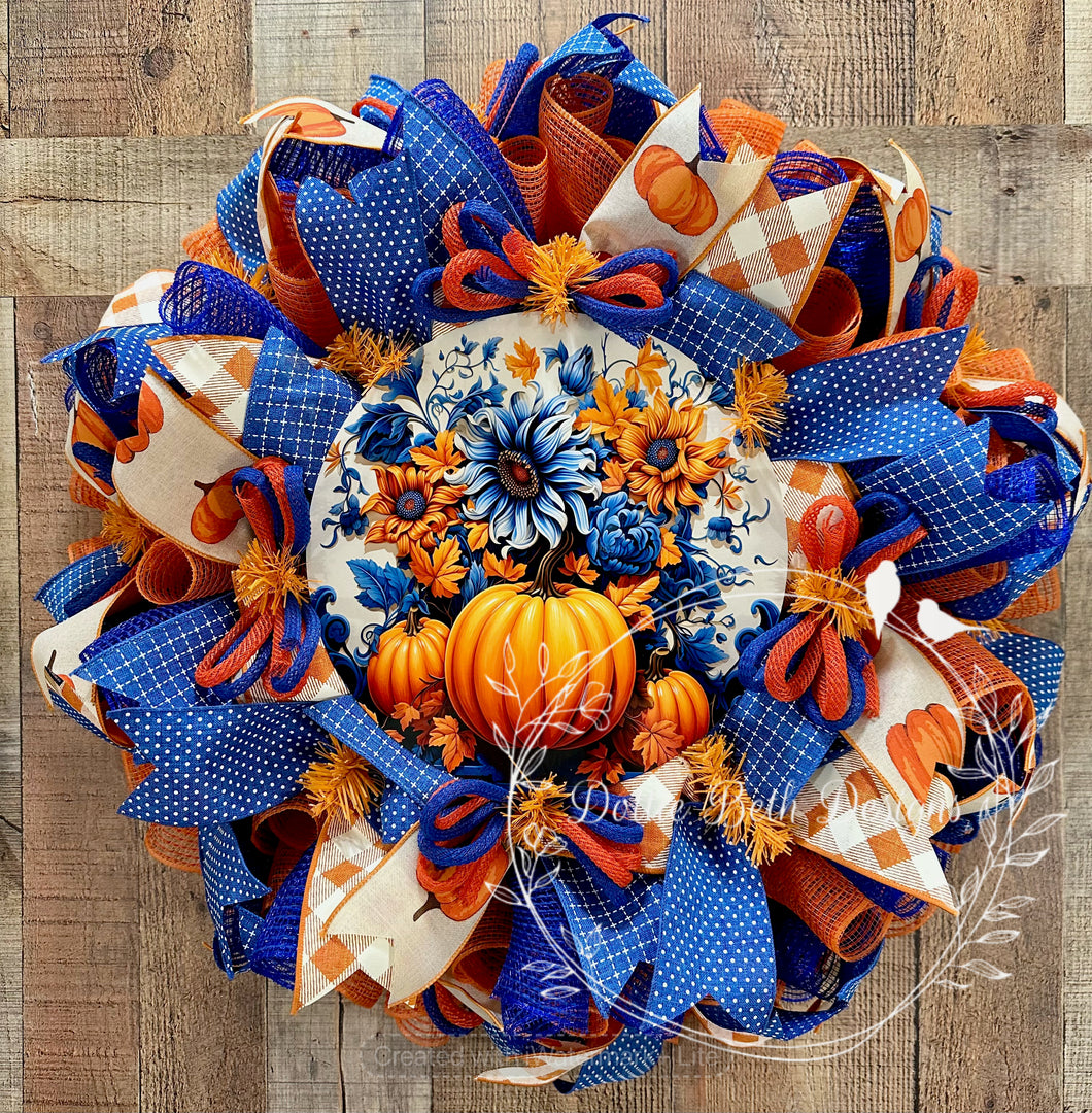 Fall Pumpkins, Orange & Royal Blue